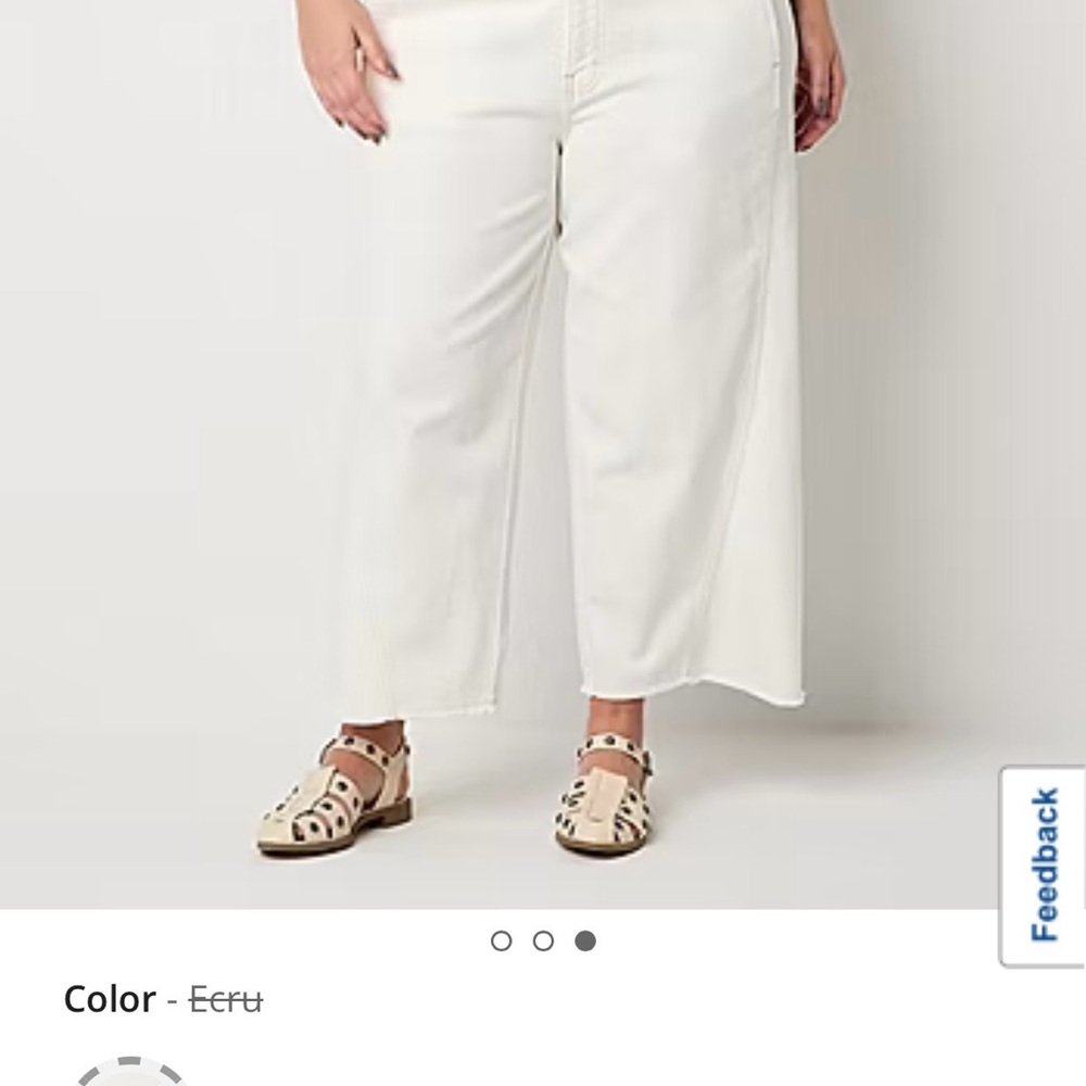 24W a.n.a by JC Penney Wide Leg White Cropped Jean Pants